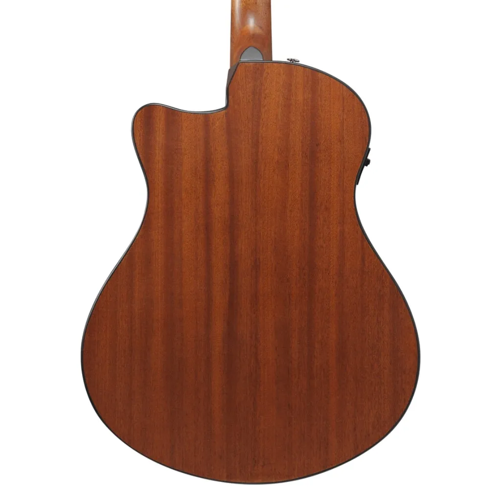 Ibanez AAM50CE Natural Open Pore Back and Sides Acoustic Guitar - Coral Red Burst Open Pore Top