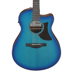 Ibanez AAM50CE Open Pore Top, Natural Open Pore Back and Sides Acoustic Guitar - Sapphire Blue Burst