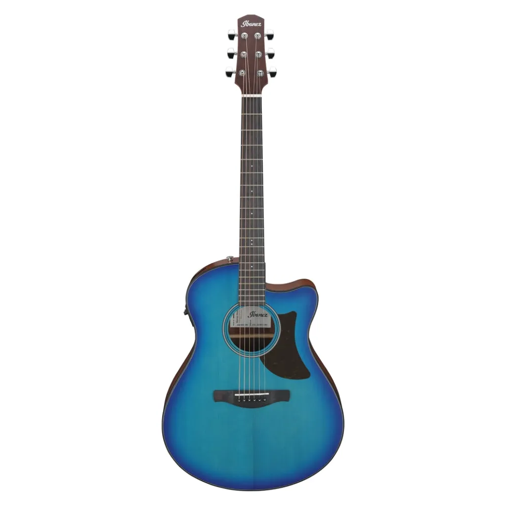 Ibanez AAM50CE Open Pore Top, Natural Open Pore Back and Sides Acoustic Guitar - Sapphire Blue Burst