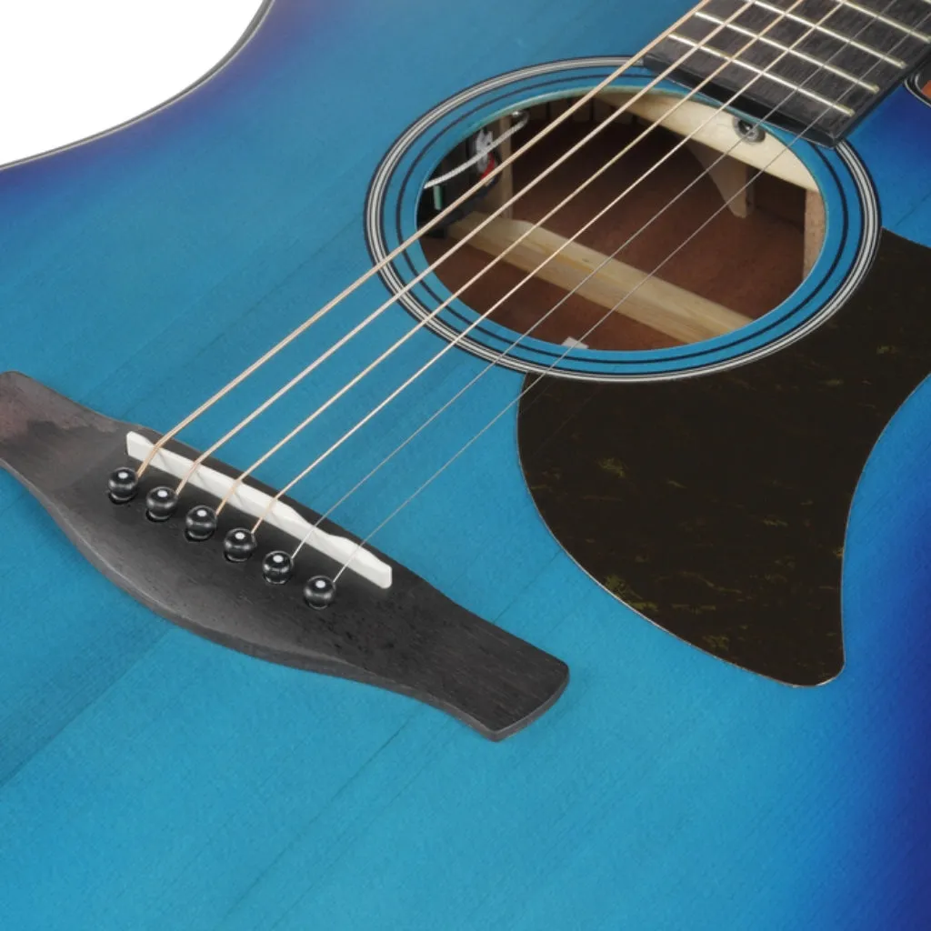 Ibanez AAM50CE Open Pore Top, Natural Open Pore Back and Sides Acoustic Guitar - Sapphire Blue Burst