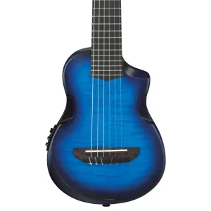Ibanez AUP10FMNE Ukulele with Bag - Open Pore Transparent Blue Sunburst