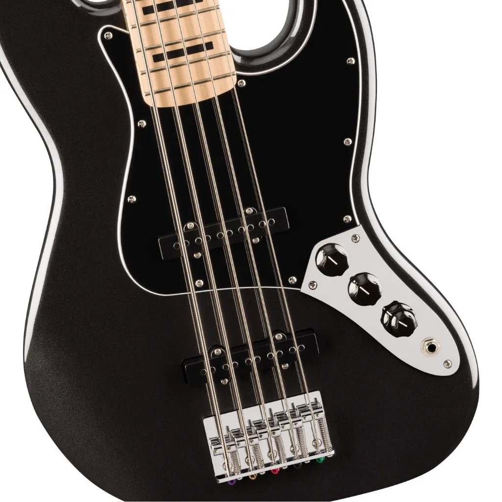 Squier Affinity Series Active Jazz Bass V with Maple Fingerboard and Black Pickguard - Black Metallic