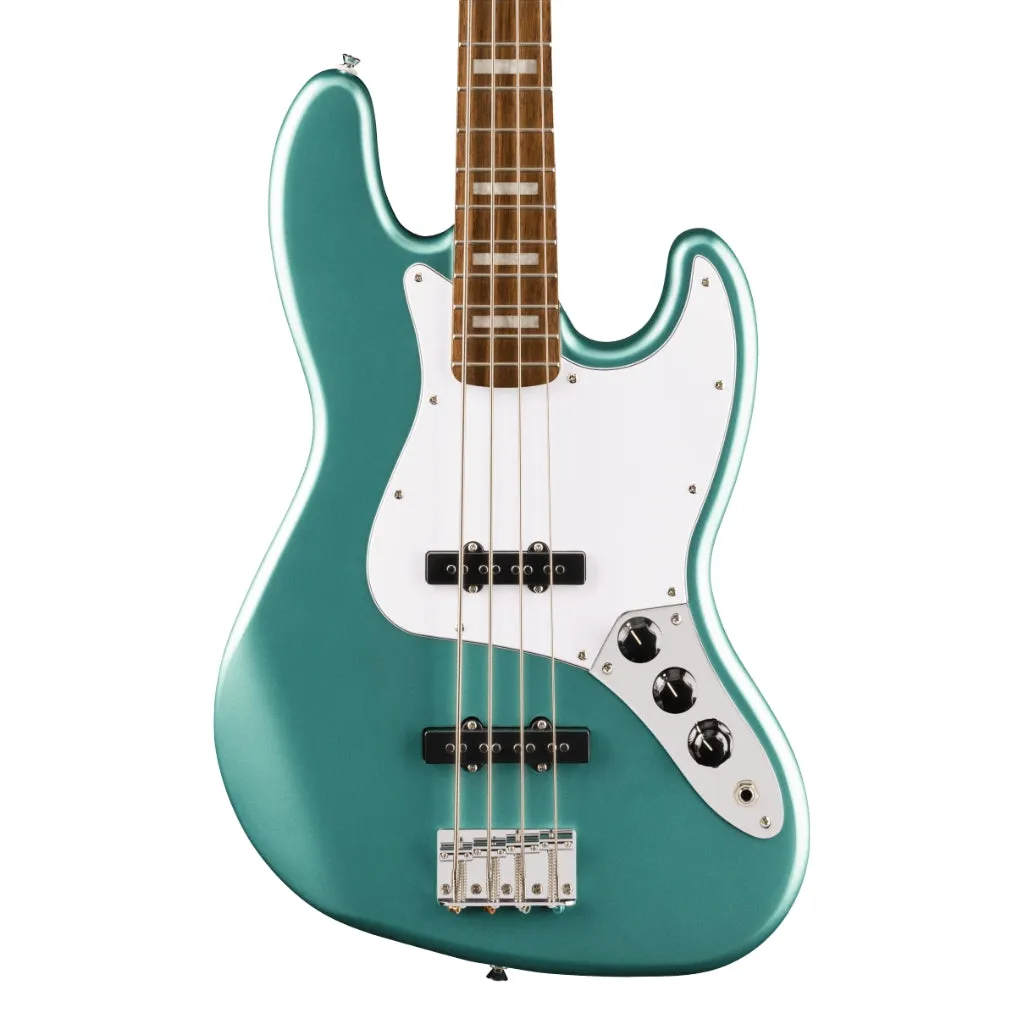 Squier Affinity Series Active Jazz Bass with Laurel Fingerboard and White Pickguard - Mystic Sea Foam Green