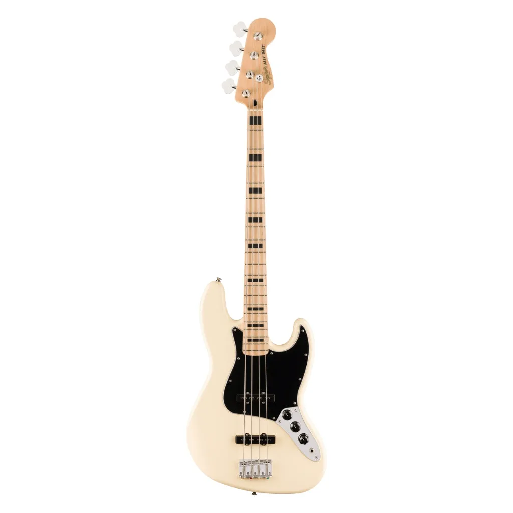 Squier Affinity Series Active Jazz Bass with Maple Fingerboard and Black Pickguard - Olympic White