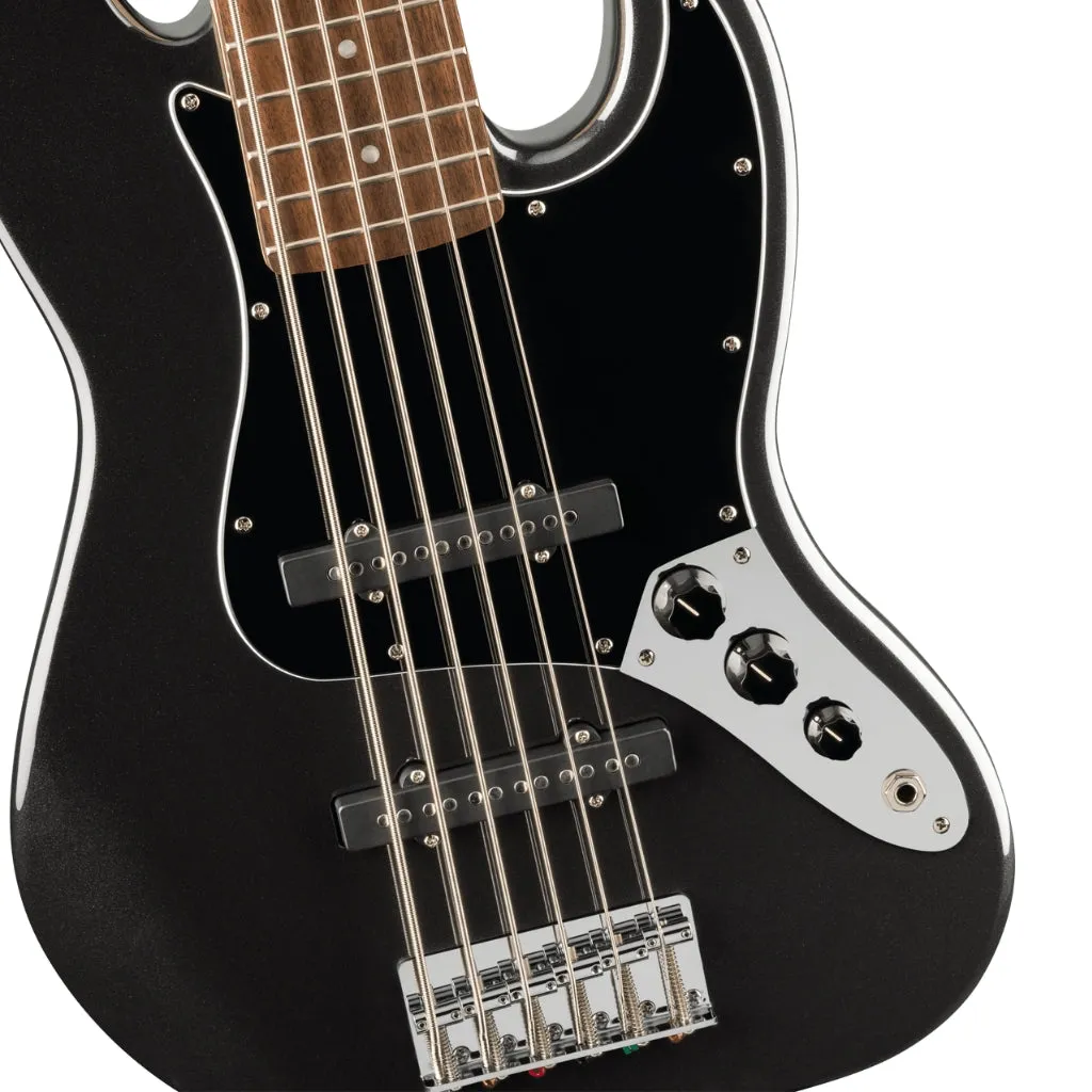 Squier Affinity Series Jazz Bass VI with Laurel Fingerboard and Black Pickguard - Black Metallic