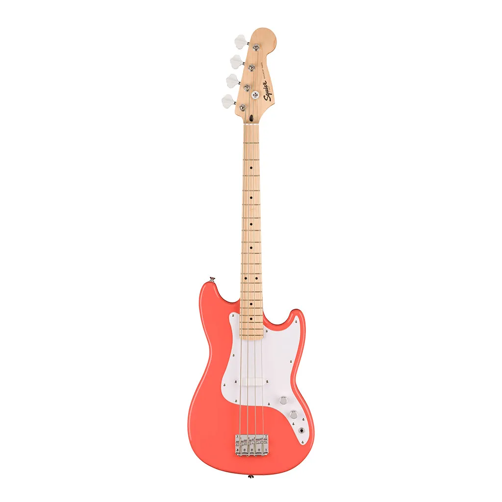 Squier Sonic Bronco Bass - Maple Fingerboard - White Pickguard - Tahitian Coral