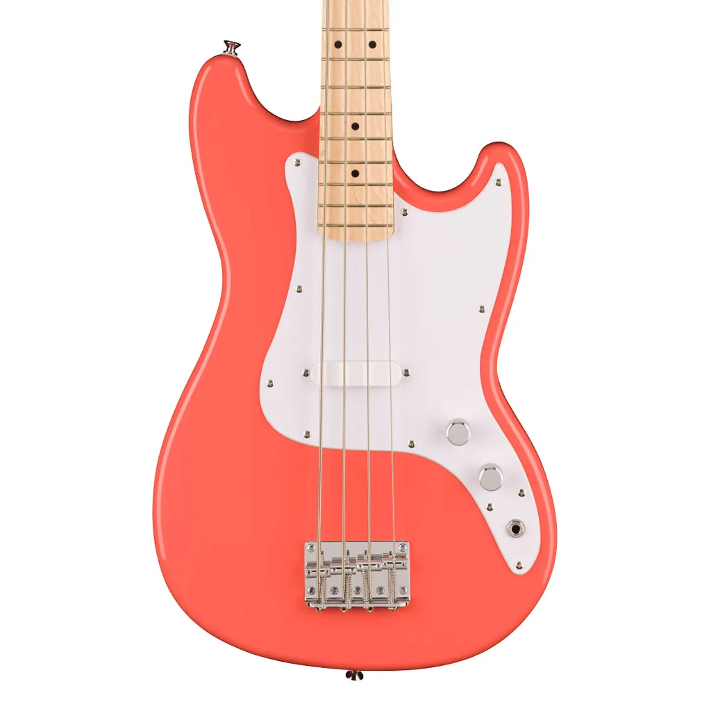 Squier Sonic Bronco Bass - Maple Fingerboard - White Pickguard - Tahitian Coral