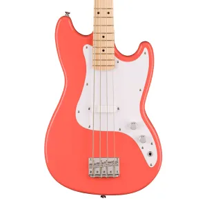 Squier Sonic Bronco Bass - Maple Fingerboard - White Pickguard - Tahitian Coral