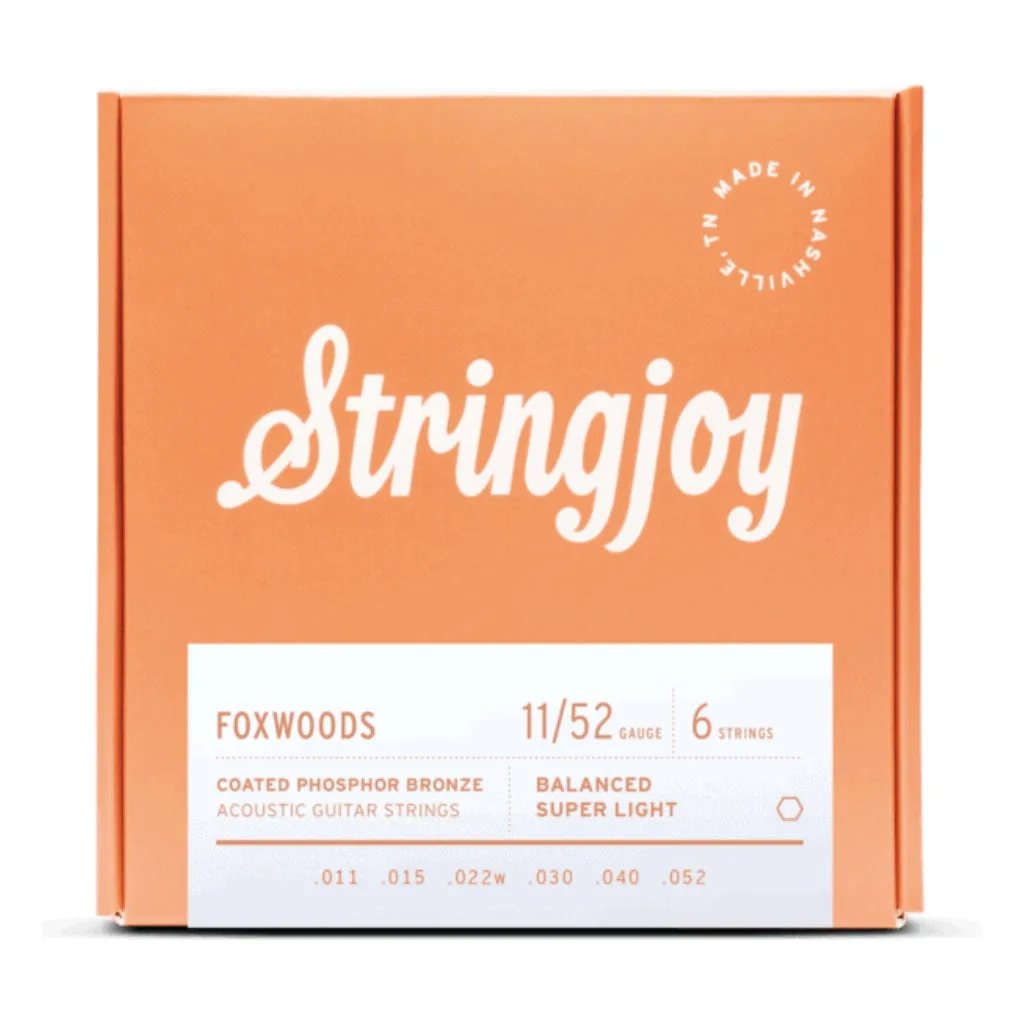 Stringjoy Foxwoods | Super Light Gauge (11-52) Coated Phosphor Bronze Acoustic Guitar Strings