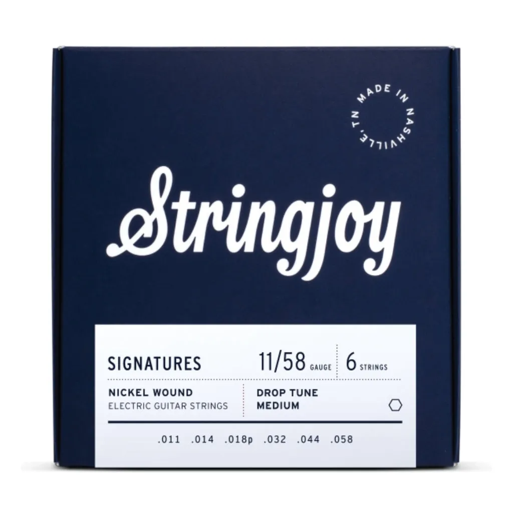 Stringjoy Signatures | Drop Tune Medium Gauge (11-58) Nickel Wound Electric Guitar Strings